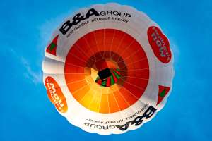 B&A hot air balloon G-JIMA, a Cameron Z-105, seen at Widcombe, Bath and North East Somerset, United Kingdom on 27 June 2026. Photograph by Dave