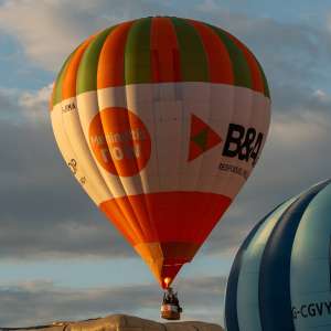 B&A hot air balloon G-JIMA, a Cameron Z-105, seen at Leigh Woods, North Somerset, United Kingdom on 9 August 2026. Photograph by Dave