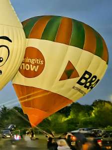 B&A hot air balloon G-JIMA, a Cameron Z-105, seen at Corston, Bath and North East Somerset, United Kingdom on 18 July 2026. Photograph by Dave