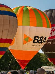 B&A hot air balloon G-JIMA, a Cameron Z-105, seen at Horningsham, Wiltshire, United Kingdom on 14 September 2019. Photograph by Dave