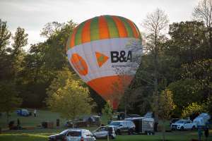 B&A hot air balloon G-JIMA, a Cameron Z-105, seen at Horningsham, Wiltshire, United Kingdom on 11 September 2026. Photograph by Dave