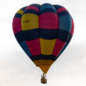 G-JINI hot air balloon, a Cameron V-77, seen at Arrow, Warwickshire, United Kingdom on 30 May 2026. Photograph by Dave
