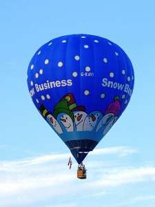 Snow hot air balloon G-KAYI, a Cameron Z-90 (snow business), added to the archive 7 September 2026. Photograph by Balloon Spotters Archive