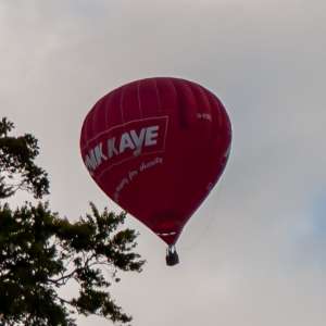Kwiksave hot air balloon G-KSKS, a Cameron N-105, seen at Leigh Woods, North Somerset, United Kingdom on 9 August 2015. Photograph by Dave