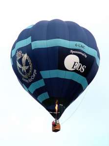 Army Air Corps hot air balloon G-LAAC, a Cameron C-90. Photograph by Balloon Spotters Archive
