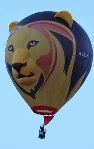Lion hot air balloon G-LEAT, an Ultramagic B-70 (animals), added to the archive 7 September 2026. Photograph by G Bann