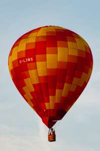 G-LOWS hot air balloon, a SKY 77-24, seen at Leigh Woods, North Somerset, United Kingdom on 8 August 2014. Photograph by Dave