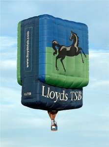 Lloyds Tsb hot air balloon G-LTSB, a Cameron LTSB-90 (banking), added to the archive 7 September 2026. Photograph by Balloon Spotters Archive
