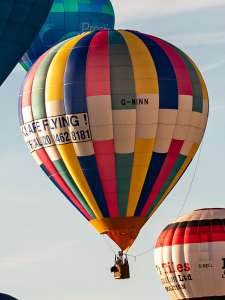 G-MINN hot air balloon, a Lindstrand Balloons LBL 90A, seen at Arrow, Warwickshire, United Kingdom on 30 May 2026. Photograph by Dave