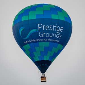 Prestige Grounds hot air balloon G-MOWW, a Cameron Z-105, seen at Corsley Heath, Wiltshire, United Kingdom on 14 September 2025. Photograph by Dave