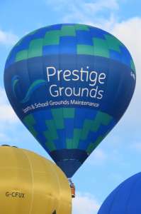 Prestige Grounds hot air balloon G-MOWW, a Cameron Z-105, added to the archive 7 September 2026. Photograph by G Bann