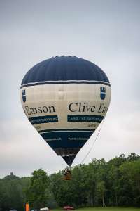 Clive Emson hot air balloon G-MSON, a Cameron Z-90, seen at Arrow, Warwickshire, United Kingdom on 31 May 2025. Photograph by Dave