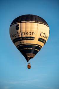 Clive Emson hot air balloon G-MSON, a Cameron Z-90, seen at Horningsham, Wiltshire, United Kingdom on 11 September 2026. Photograph by Dave