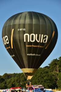 Novia hot air balloon G-NFVB, a Cameron Z-105. Photograph by Dave