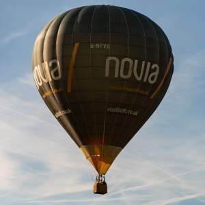 Novia hot air balloon G-NFVB, a Cameron Z-105, seen at Arrow, Warwickshire, United Kingdom on 30 May 2026. Photograph by Dave