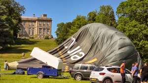 Novia hot air balloon G-NFVB, a Cameron Z-105, seen at Arrow, Warwickshire, United Kingdom on 29 May 2026. Photograph by Dave