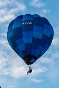 G-OCGD hot air balloon, a Cameron O-26, seen at Northampton, West Northamptonshire, United Kingdom on 16 August 2026. Photograph by Dave