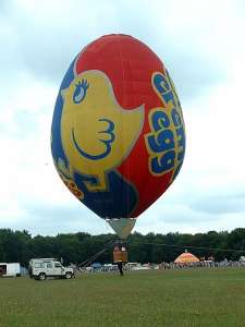 Cadburys hot air balloon G-OEGG, a Cameron EGG-65 (creme egg), added to the archive 7 September 2026. Photograph by Balloon Spotters Archive