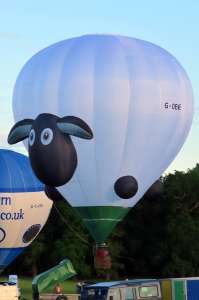 Sheep hot air balloon G-OEWE, a Cameron SPORT-80 (animals), added to the archive 7 September 2026. Photograph by G Bann