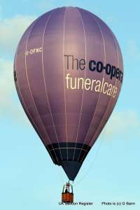 Co-Op hot air balloon G-OFNC, a Balony Kubicek SPOL. S R.O. BB17XR, added to the archive 7 September 2026. Photograph by Balloon Spotters Archive