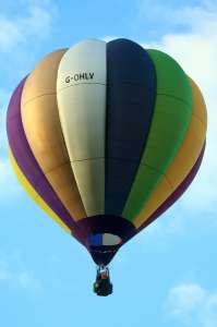 G-OHLV hot air balloon, a Vaughan L AND Vaughan H Sackville BM-65. Photograph by G Bann