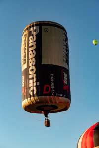 Panasonic hot air balloon G-OKCP, a Lindstrand Balloons LBL Battery (battery), seen at Leigh Woods, North Somerset, United Kingdom on 7 August 2026. Photograph by Dave