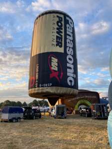 Panasonic hot air balloon G-OKCP, a Lindstrand Balloons LBL Battery (battery), added to the archive 12 September 2026. Photograph by Cera168_