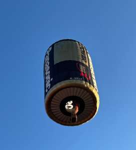 Panasonic hot air balloon G-OKCP, a Lindstrand Balloons LBL Battery (battery), seen at Leigh Woods, North Somerset, United Kingdom on 7 August 2026. Photograph by R0nN1e