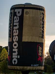 Panasonic hot air balloon G-OKCP, a Lindstrand Balloons LBL Battery (battery), seen at Horningsham, Wiltshire, United Kingdom on 11 September 2026. Photograph by Dave