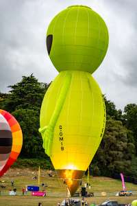 Astro hot air balloon G-OMIB, a Diamond ALIEN-48 (CHARACTER-1) (alien), seen at Leigh Woods, North Somerset, United Kingdom on 9 August 2025. Photograph by Dave