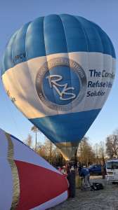 G-ORCV hot air balloon, a Cameron Z-120, seen at Bagnor, West Berkshire, United Kingdom on 4 January 2026. Photograph by Dave