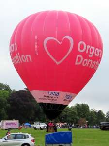 Nhs hot air balloon G-ORGN, a Kubicek Factory S.R.O. BB30Z (organ donation), added to the archive 7 September 2026. Photograph by G Bann