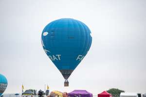 G-OSAT hot air balloon, a Cameron Z-105, seen at Arrow, Warwickshire, United Kingdom on 31 May 2025. Photograph by Dave