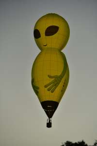 G-OWIB hot air balloon, a Diamond ALIEN-48 (CHARACTER-1), seen at Oswestry, Shropshire, United Kingdom on 23 August 2026. Photograph by Dave