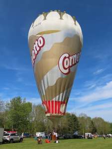 Cornetto hot air balloon G-OZOE, a Lindstrand Balloons LBL Cornetto (cone, ice cream), added to the archive 7 September 2026. Photograph by G Bann