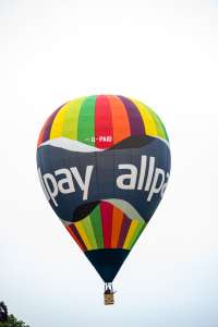 Allpay hot air balloon G-PAID, an Ultramagic M-65C, seen at Arrow, Warwickshire, United Kingdom on 31 May 2025. Photograph by Dave
