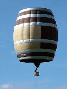 Barrel hot air balloon G-PINT, a Cameron BARREL-60, added to the archive 7 September 2026. Photograph by Balloon Spotters Archive