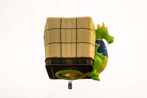 Playreview hot air balloon G-PNAD, a Lindstrand HOT AIR Balloons LBL BOX (dragon, animals), seen at Arrow, Warwickshire, United Kingdom on 30 May 2026. Photograph by Dave