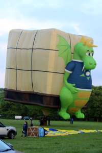 Playreview hot air balloon G-PNAD, a Lindstrand HOT AIR Balloons LBL BOX (dragon, animals), added to the archive 7 September 2026. Photograph by G Bann