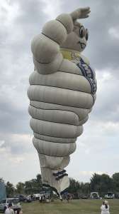Michelin hot air balloon G-PNEU, a Cameron Balloons Colt BIBENDUM-110 (character), seen at Bath and North East Somerset, England, United Kingdom on 18 July 2026. Photograph by Dave