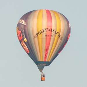 Pollywallets hot air balloon G-POLY, a Cameron N-77, seen at Leigh Woods, North Somerset, United Kingdom on 8 August 2014. Photograph by Dave