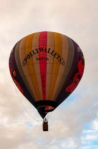 Pollywallets hot air balloon G-POLY, a Cameron N-77, seen at Leigh Woods, North Somerset, United Kingdom on 9 August 2015. Photograph by Dave