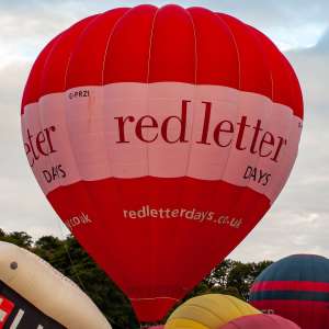 G-PRZI hot air balloon, a Cameron A-375, seen at Leigh Woods, North Somerset, United Kingdom on 9 August 2015. Photograph by Dave
