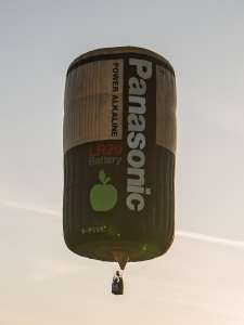 Panasonic hot air balloon G-PSON, a Thunder AND Colt Colt Cylinder ONE (battery), seen at Horningsham, Wiltshire, United Kingdom on 14 September 2019. Photograph by Dave