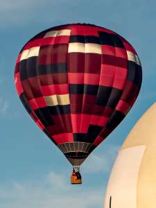 G-PURP hot air balloon, a Lindstrand HOT AIR Balloons LBL 90A, seen at Horningsham, Wiltshire, United Kingdom on 14 September 2019. Photograph by Dave