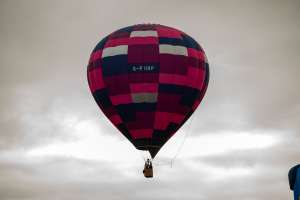 G-PURP hot air balloon, a Lindstrand HOT AIR Balloons LBL 90A, seen at Horningsham, Wiltshire, United Kingdom on 11 September 2026. Photograph by Dave