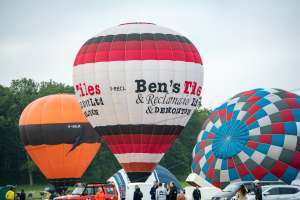 Bens Tiles hot air balloon G-RECL, a Cameron Z-105, seen at Arrow, Warwickshire, United Kingdom on 31 May 2025. Photograph by Dave