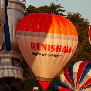 Renishaw hot air balloon G-RENI, a Balony Kubicek SPOL. S R.O. BB30Z, seen at Leigh Woods, North Somerset, United Kingdom on 8 August 2014. Photograph by Dave
