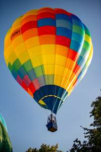 G-RONY hot air balloon, a Cameron SPORT-60, seen at City Centre, Bristol, United Kingdom on 20 July 2026. Photograph by Dave