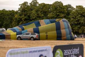 G-ROSK hot air balloon, an Ultramagic M-90, seen at Northampton, West Northamptonshire, United Kingdom on 16 August 2026. Photograph by Dave